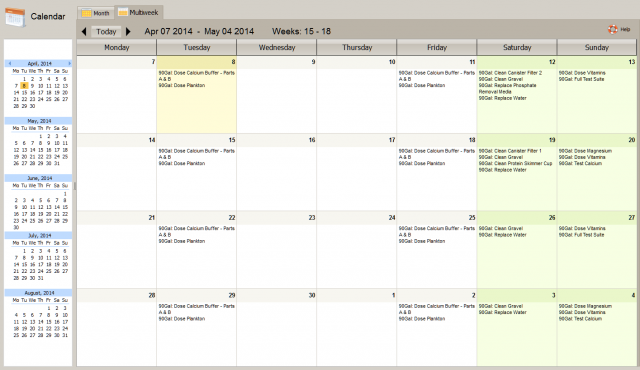 BlueChromis Schedules and Calendars - MultiWeek Calendar
